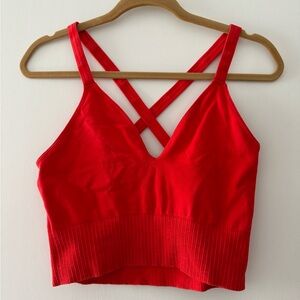 Red Free People sports bra with cross back